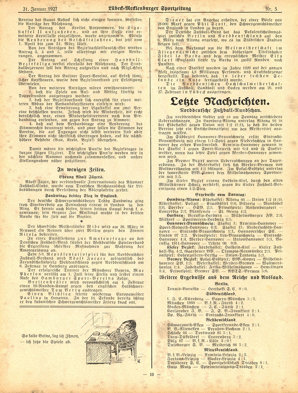 Die Lübeck-Mecklenburger Sport-Zeitung – Ausgabe vom 31.1.1927