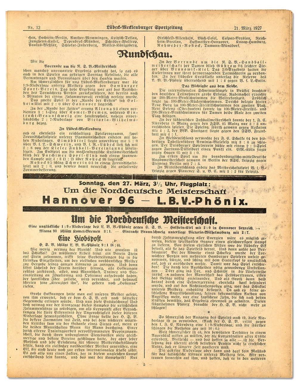 Die Lübeck-Mecklenburger Sport-Zeitung