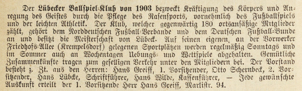 Aus dem Adressbuch dr Hansestadt Lübeck 1909